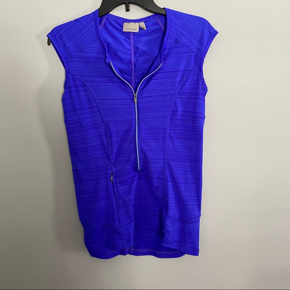 Royal Blue Athleta Zippered Short Sleeve Shirt